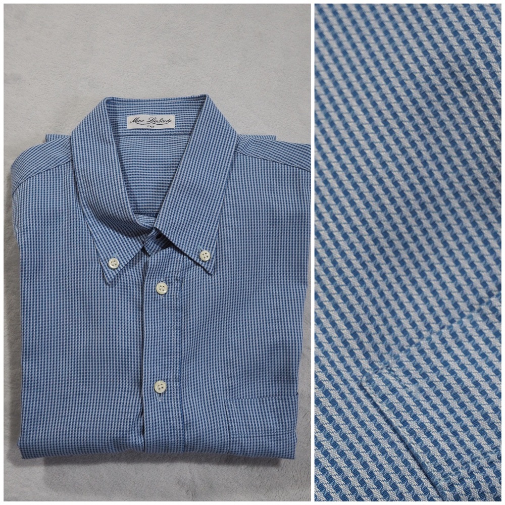 Mino Lombardi Sz 16.5/42 Men's Blue Dress Shirt Long Sleeve 100% Cotton